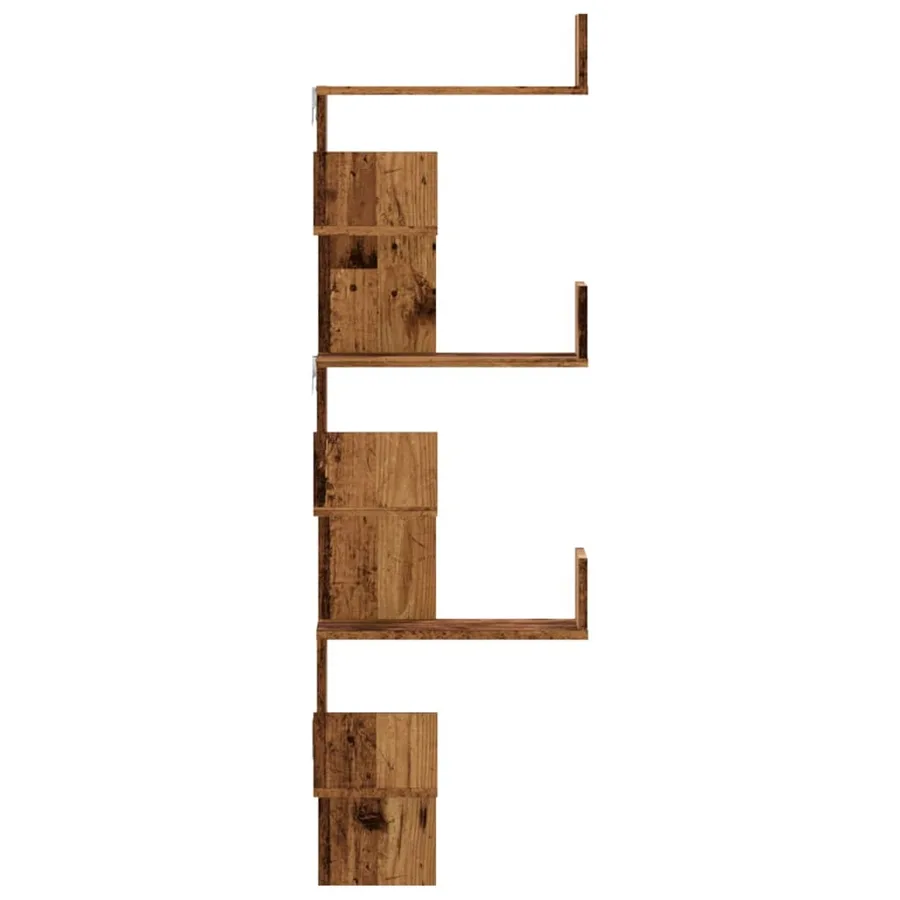 Étagère d'angle murale vieux bois 45x45x147cm bois d'ingénierie - 5