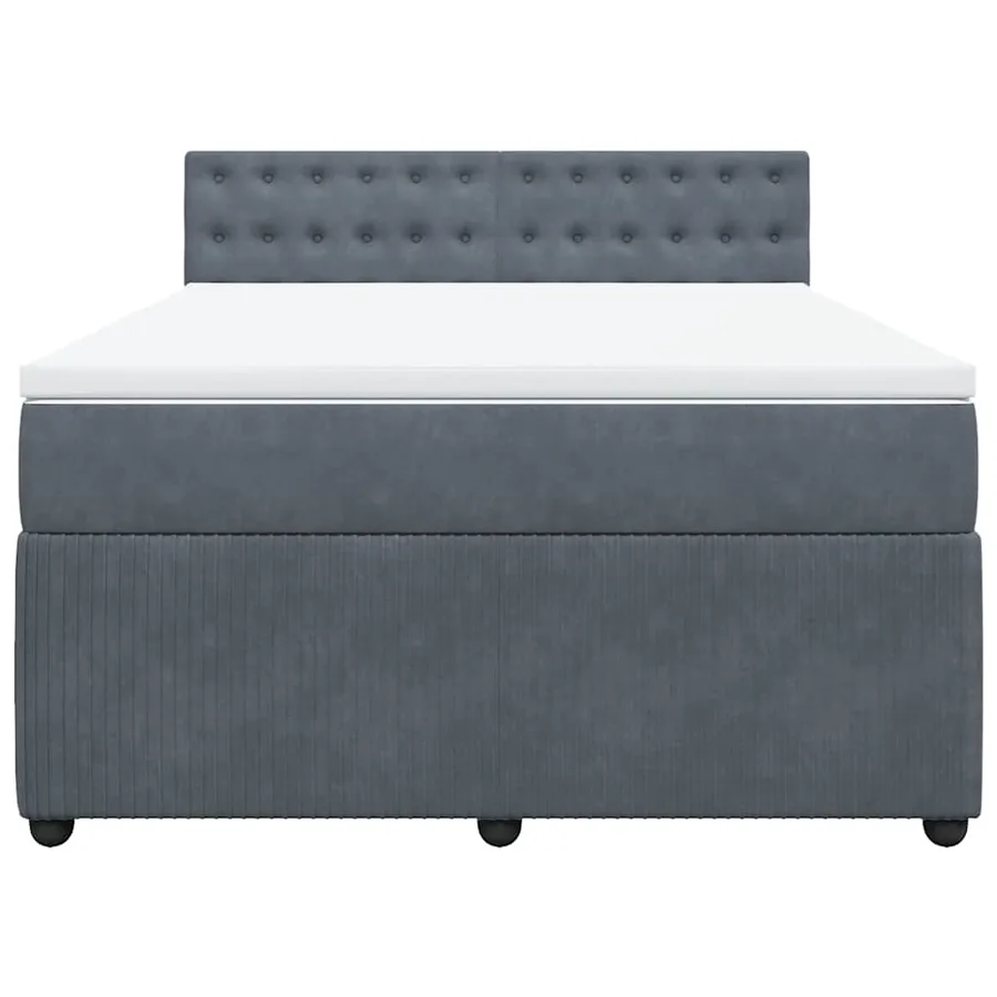 Sommier à lattes de lit et matelas Gris foncé 160x200cm Velours - 4