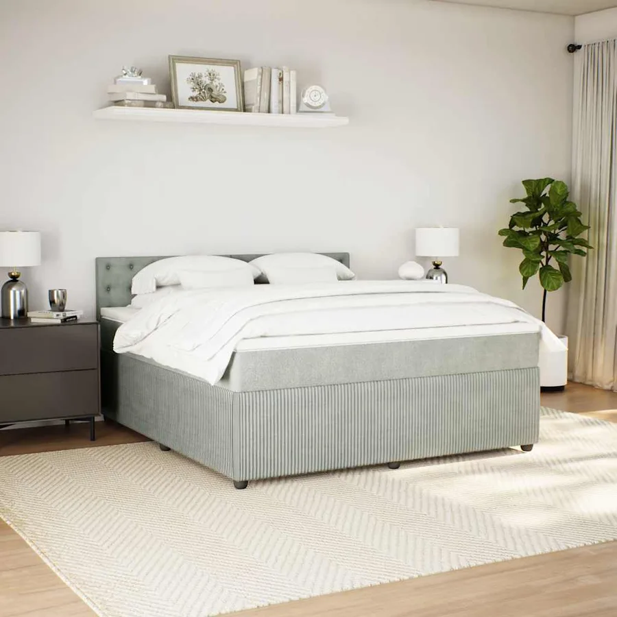Sommier à lattes de lit et matelas Gris clair 180x200cm Velours - 3