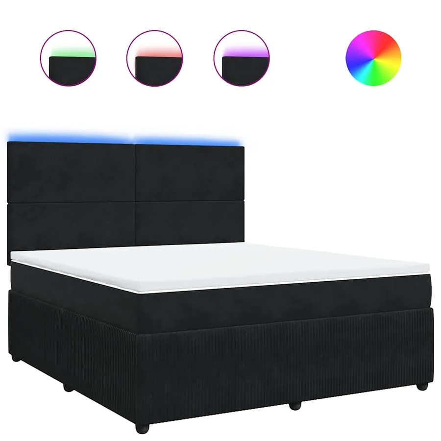 Sommier à lattes de lit avec matelas Noir 180x200 cm Velours - 2