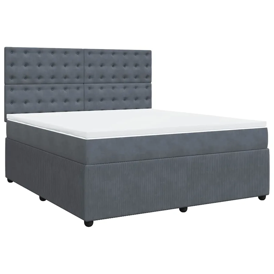 Sommier à lattes de lit et matelas Gris foncé 180x200cm Velours - 2
