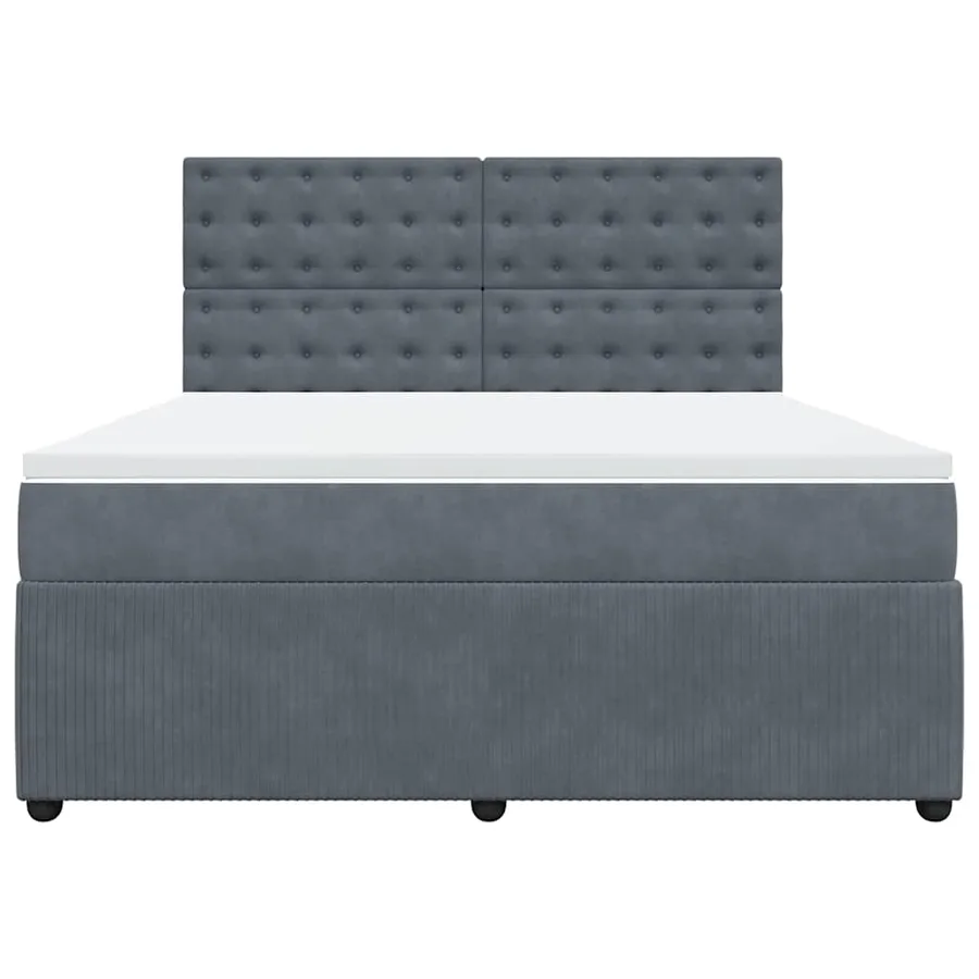 Sommier à lattes de lit et matelas Gris foncé 180x200cm Velours - 4