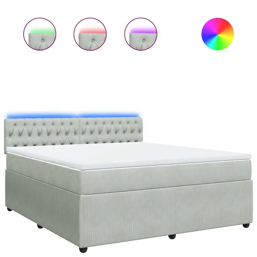 Sommier à lattes de lit et matelas Gris clair 180x200cm Velours - 2