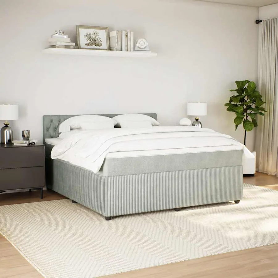 Sommier à lattes de lit et matelas Gris clair 180x200cm Velours - 4