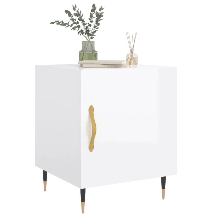 Tables de chevet 2 pcs blanc brillant 40x40x50 cm - 4