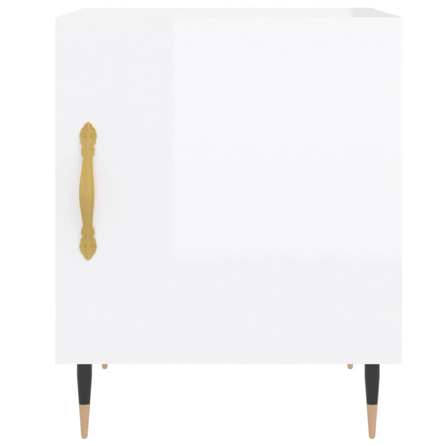 Tables de chevet 2 pcs blanc brillant 40x40x50 cm - 5