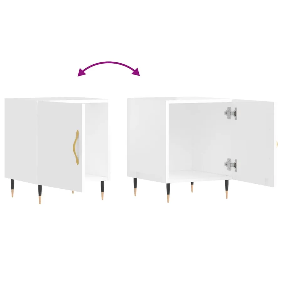 Tables de chevet 2 pcs blanc brillant 40x40x50 cm - 8