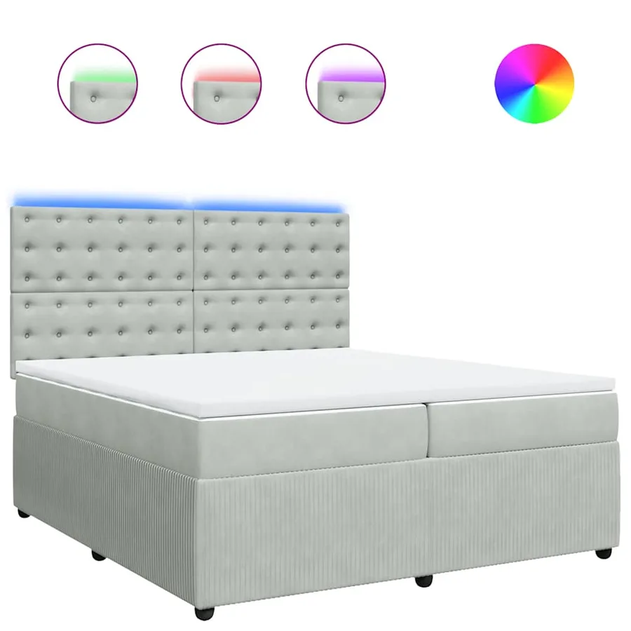 Sommier à lattes de lit et matelas Gris clair 200x200cm Velours - 2