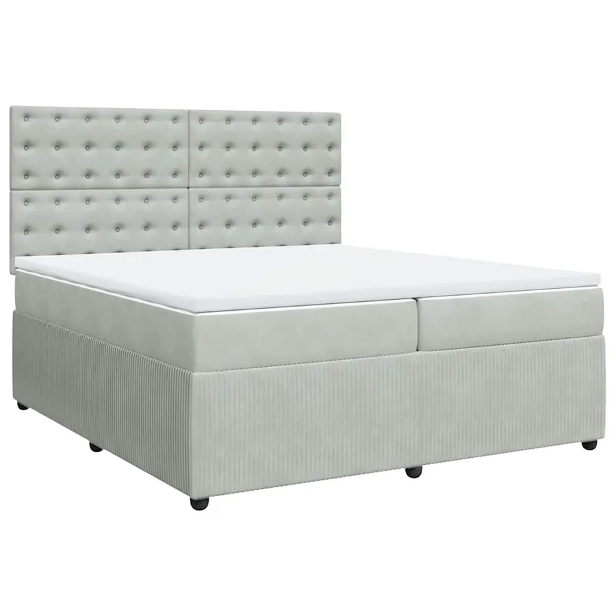 Sommier à lattes de lit et matelas Gris clair 200x200cm Velours - 3