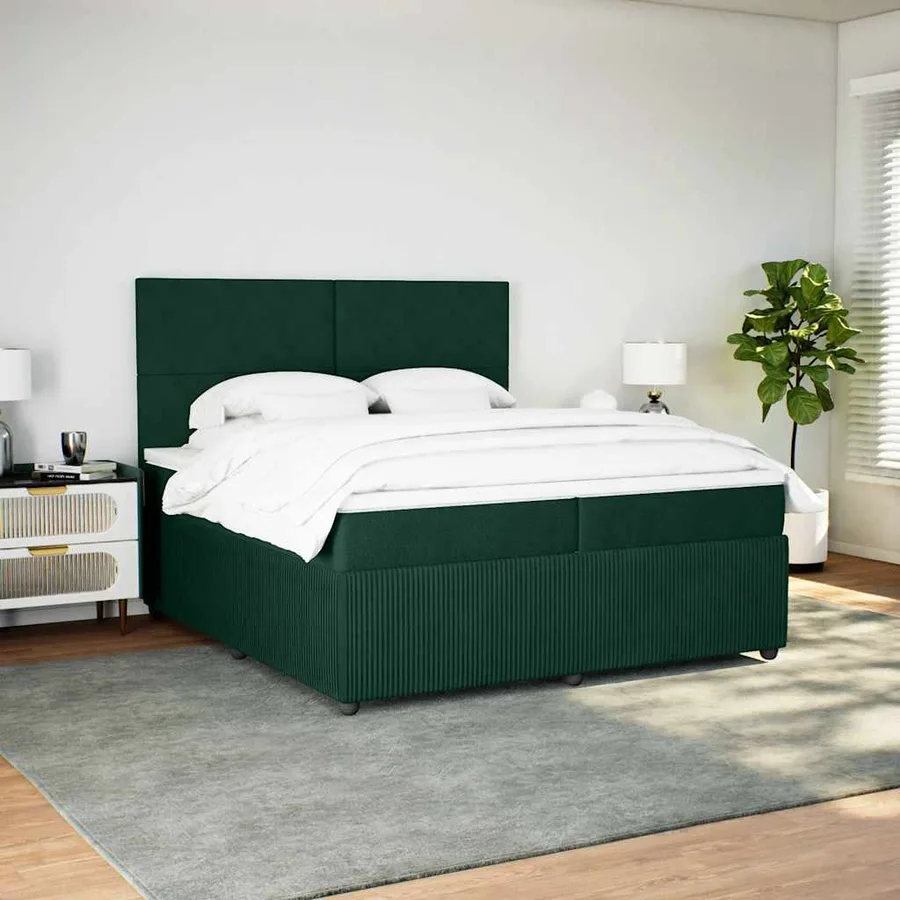 Sommier à lattes de lit et matelas Vert foncé 200x200cm Velours - 3