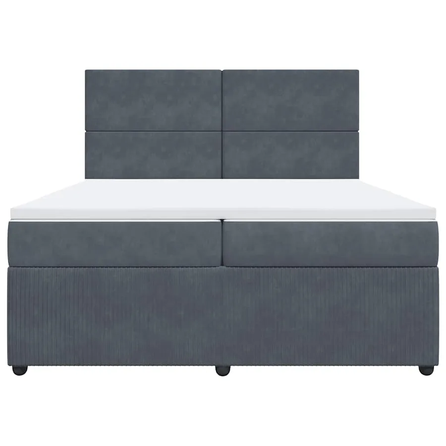 Sommier à lattes de lit et matelas Gris foncé 200x200cm Velours - 4