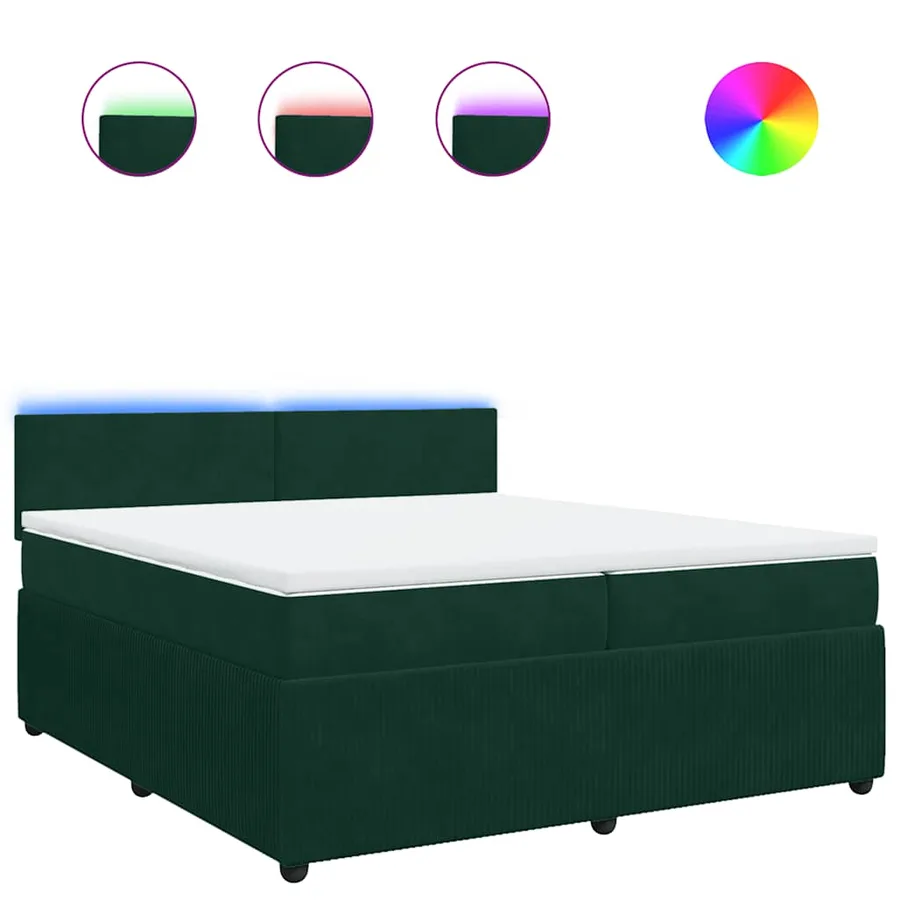 Sommier à lattes de lit et matelas Vert foncé 200x200cm Velours - 2
