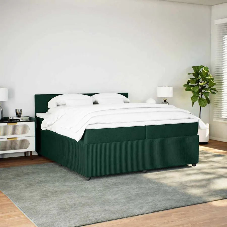 Sommier à lattes de lit et matelas Vert foncé 200x200cm Velours - 4