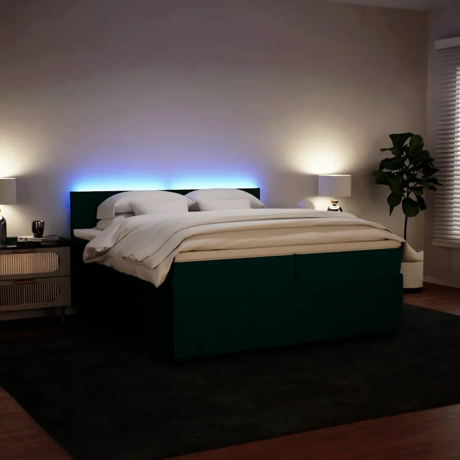 Sommier à lattes de lit et matelas Vert foncé 200x200cm Velours - 5
