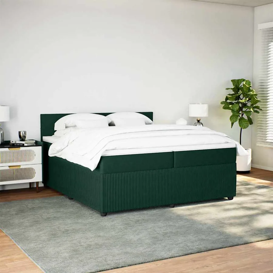 Sommier à lattes de lit et matelas Vert foncé 200x200cm Velours - 4