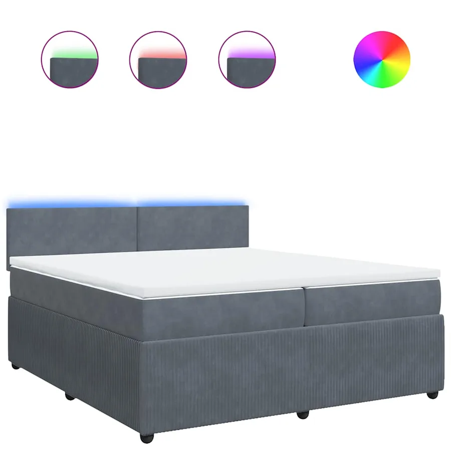 Sommier à lattes de lit et matelas Gris foncé 200x200cm Velours - 2