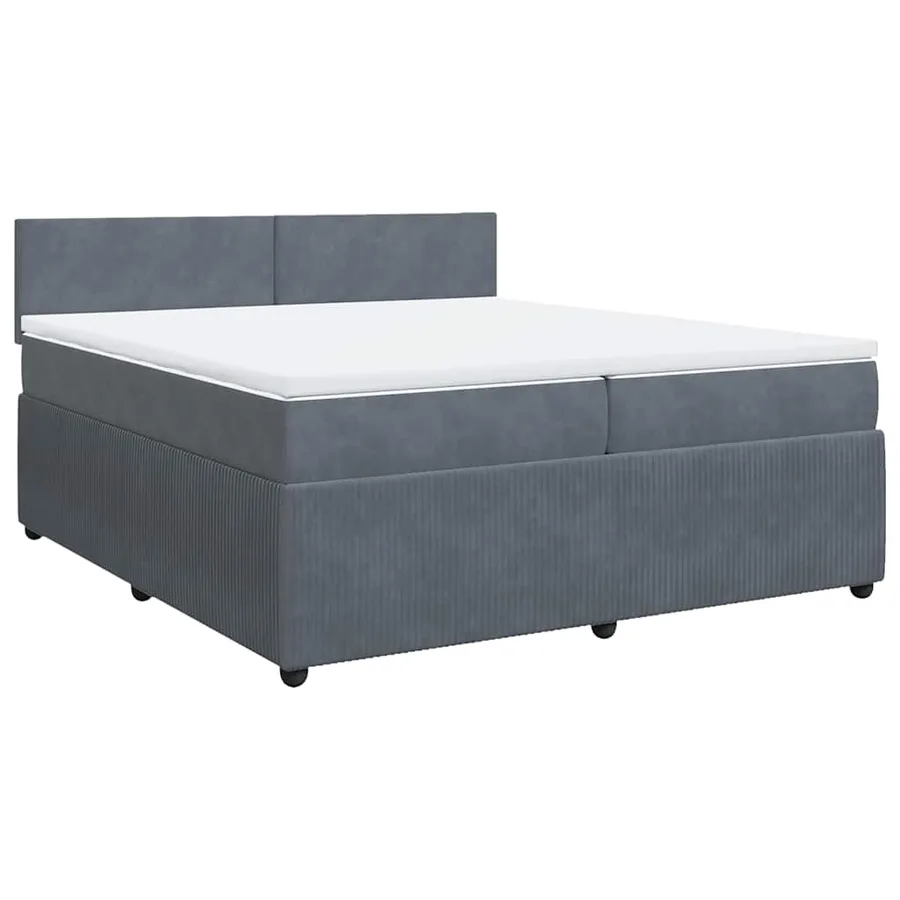 Sommier à lattes de lit et matelas Gris foncé 200x200cm Velours - 3