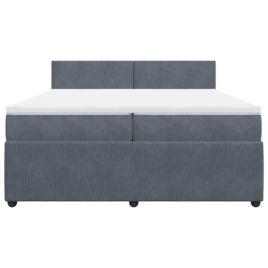Sommier à lattes de lit et matelas Gris foncé 200x200cm Velours - 6