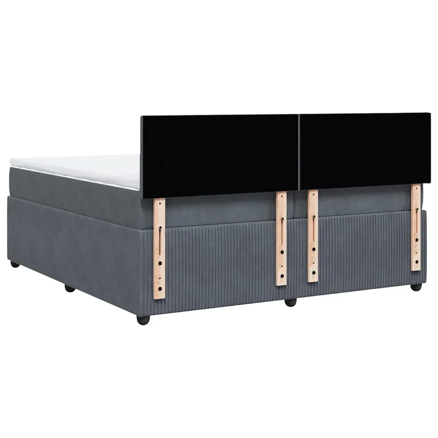 Sommier à lattes de lit et matelas Gris foncé 200x200cm Velours - 8