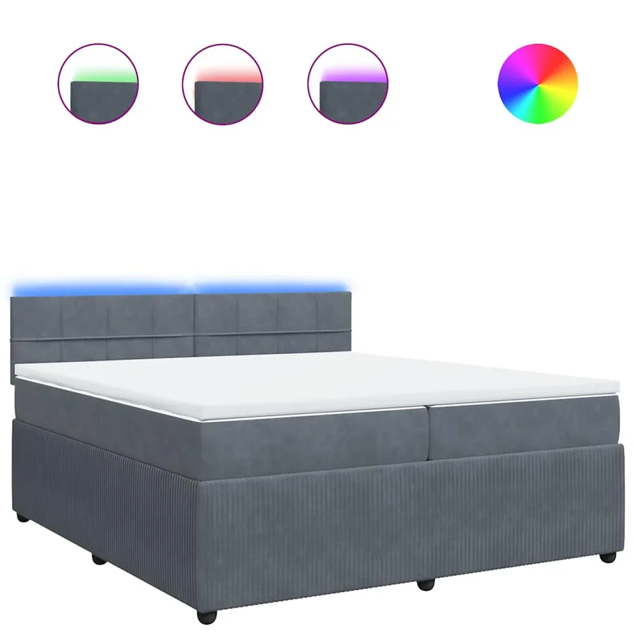 Sommier à lattes de lit et matelas Gris foncé 200x200cm Velours - 2