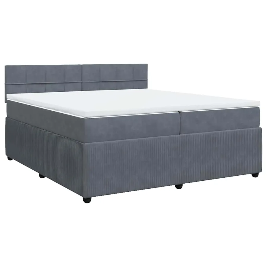 Sommier à lattes de lit et matelas Gris foncé 200x200cm Velours - 3