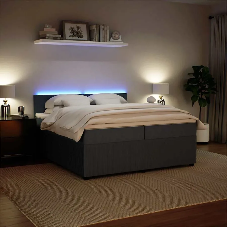 Sommier à lattes de lit et matelas Gris foncé 200x200cm Velours - 5