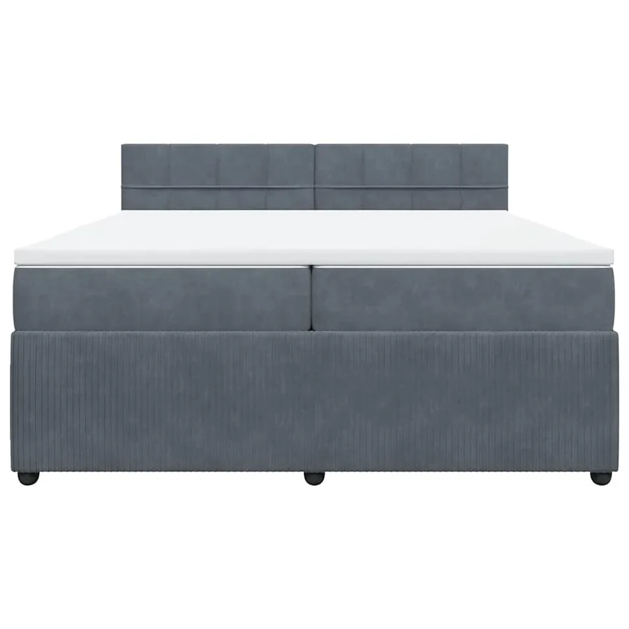 Sommier à lattes de lit et matelas Gris foncé 200x200cm Velours - 6