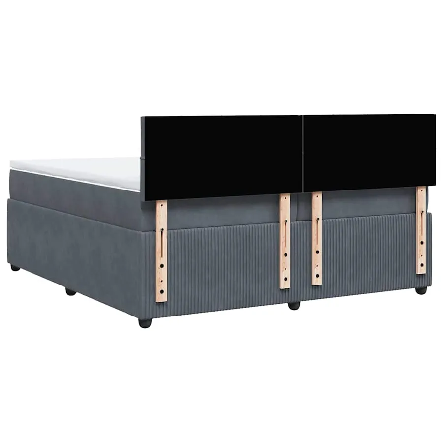 Sommier à lattes de lit et matelas Gris foncé 200x200cm Velours - 8