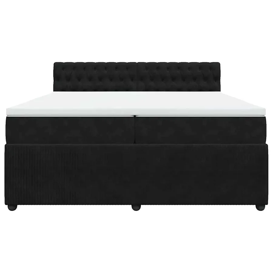 Sommier à lattes de lit et matelas Noir 200x200 cm Velours - 6