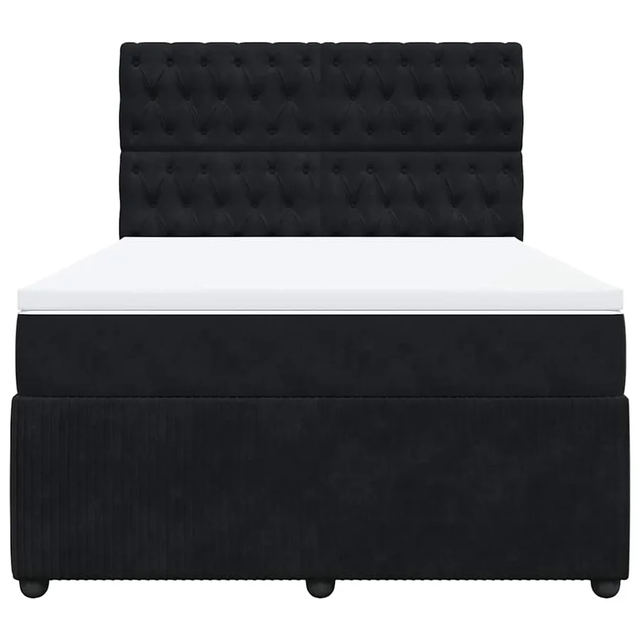 Sommier à lattes de lit avec matelas Noir 140x200 cm Velours - 6