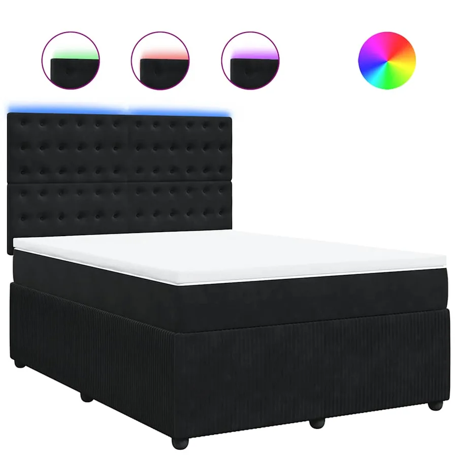 Sommier à lattes de lit avec matelas Noir 140x200 cm Velours - 2