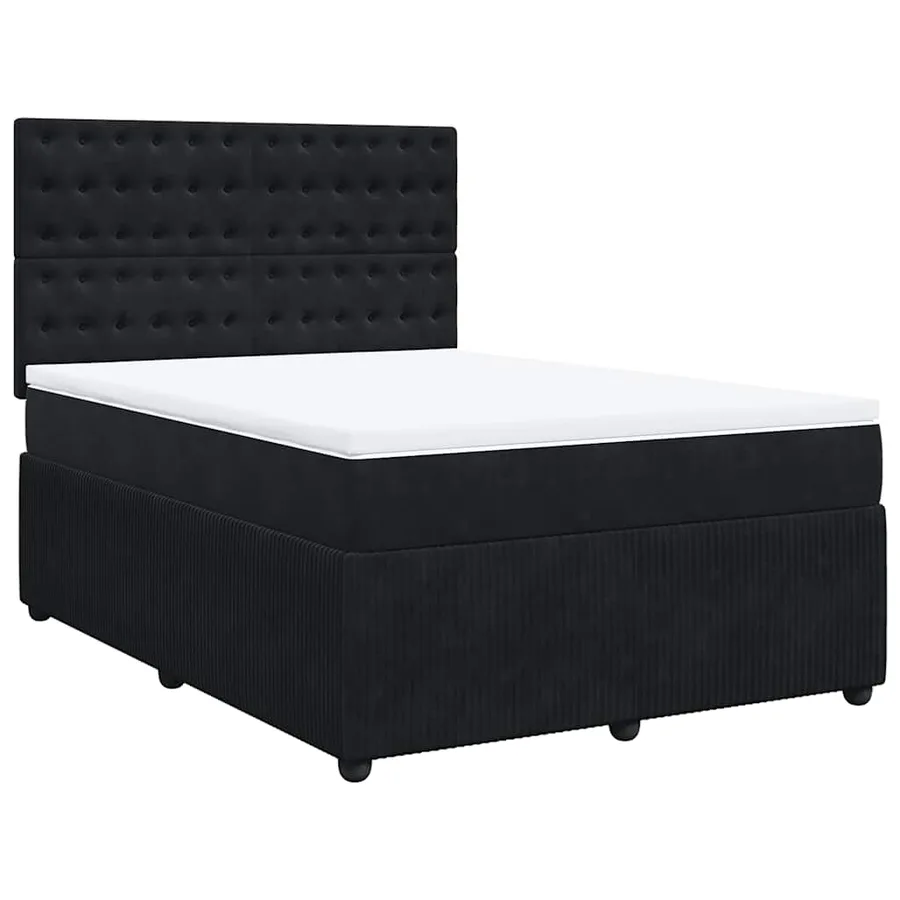 Sommier à lattes de lit avec matelas Noir 140x200 cm Velours - 3