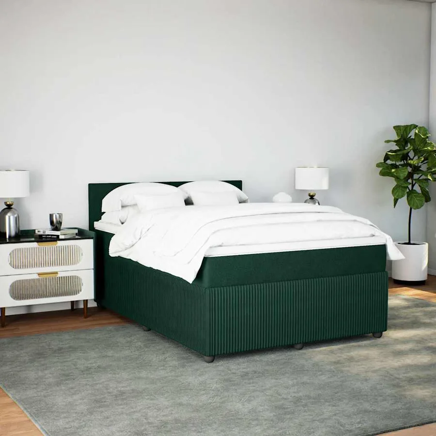 Sommier à lattes de lit et matelas Vert foncé 140x200cm Velours - 3