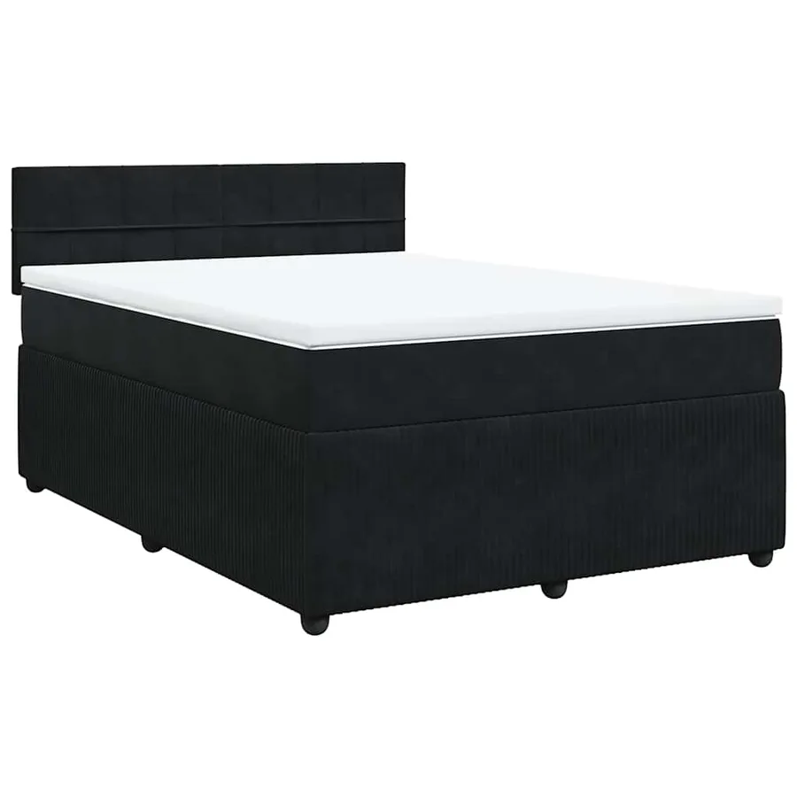 Sommier à lattes de lit avec matelas Noir 140x200 cm Velours - 3