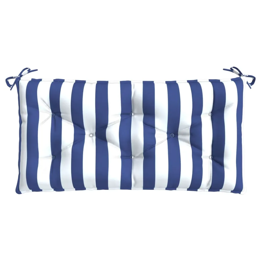 Coussin de banc de jardin rayures bleues et blanches 110x50x7cm - 2