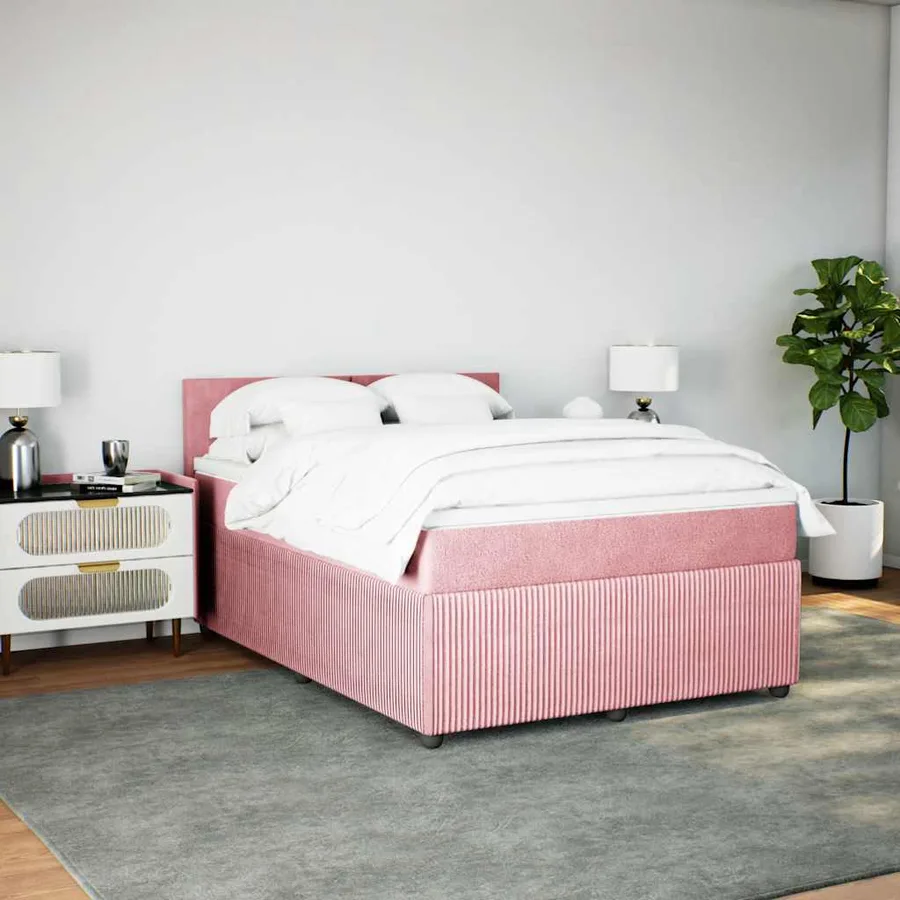 Sommier à lattes de lit avec matelas Rose 160x200 cm Velours - 4
