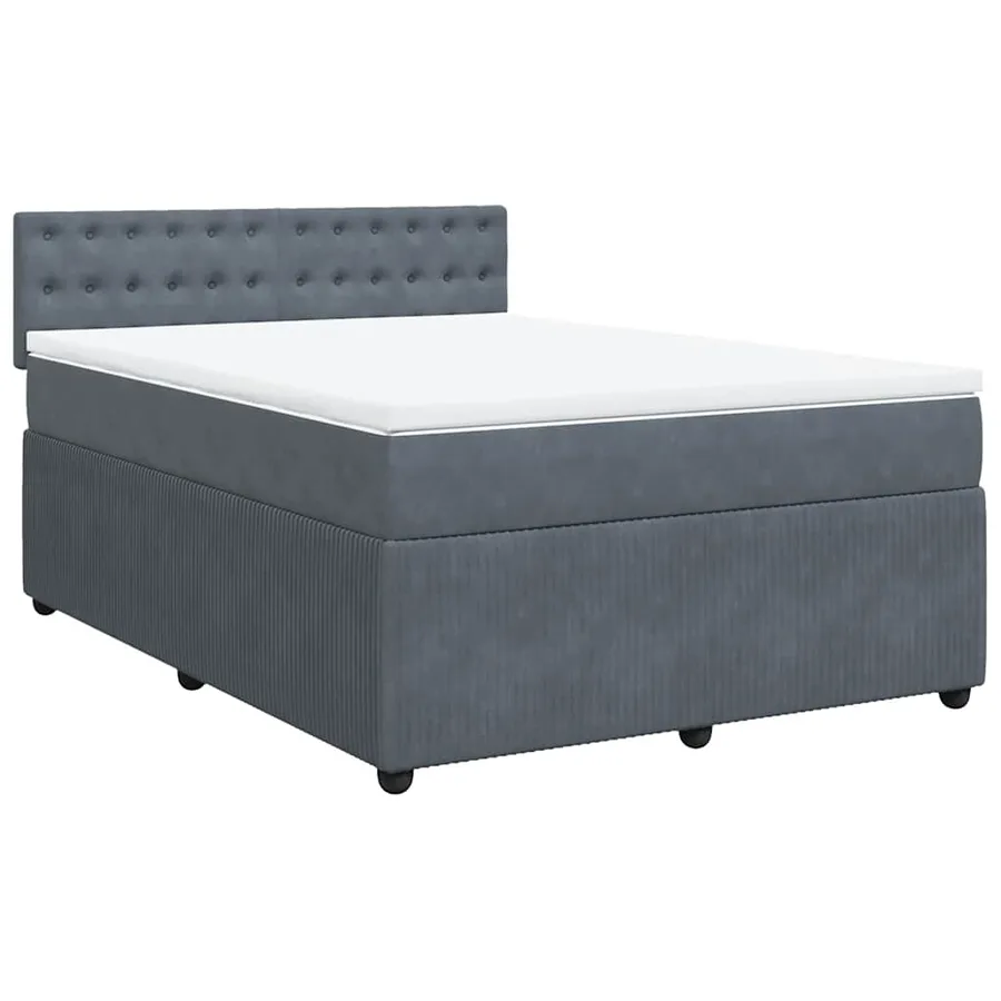 Sommier à lattes de lit et matelas Gris foncé 160x200cm Velours - 3