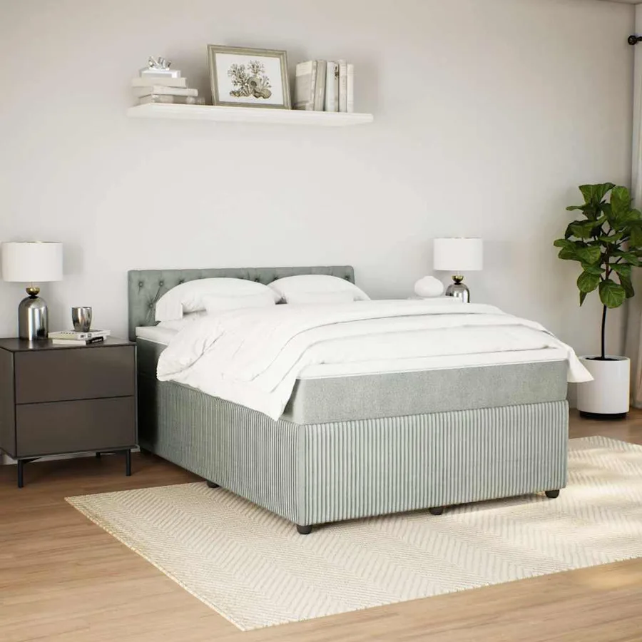 Sommier à lattes de lit et matelas Gris clair 160x200cm Velours - 3
