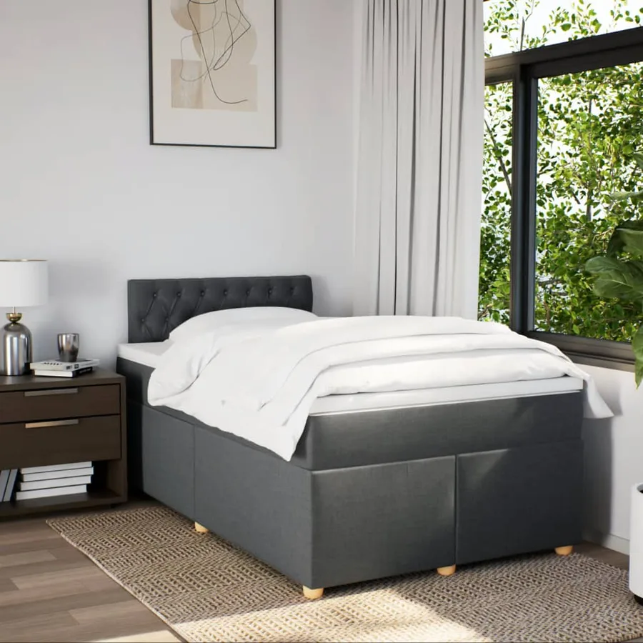 Sommier à lattes de lit avec matelas Gris foncé 120x200cm Tissu - 4