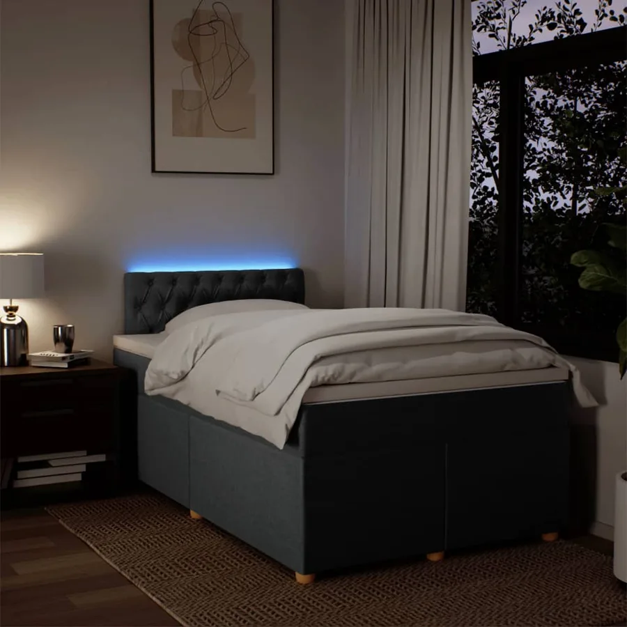 Sommier à lattes de lit avec matelas Gris foncé 120x200cm Tissu - 5
