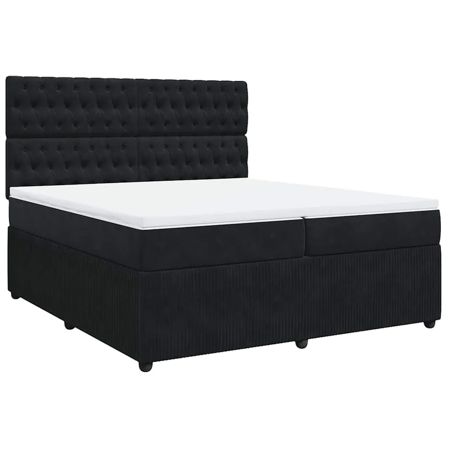Sommier à lattes de lit et matelas Noir 200x200 cm Velours - 2