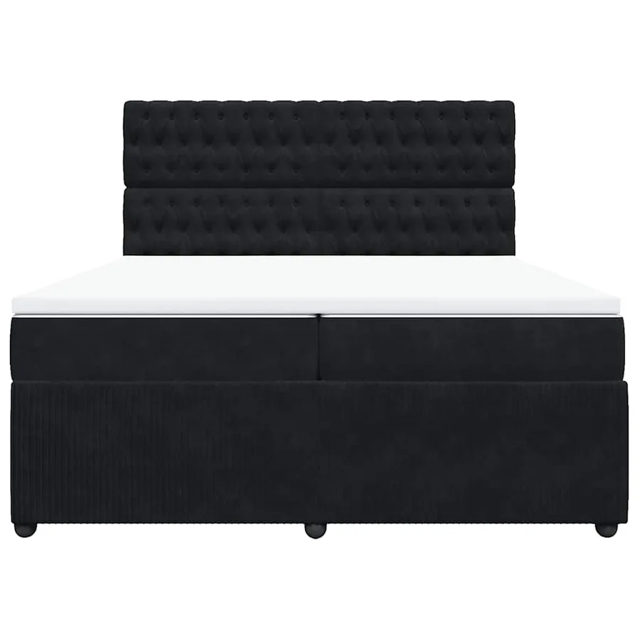 Sommier à lattes de lit et matelas Noir 200x200 cm Velours - 4