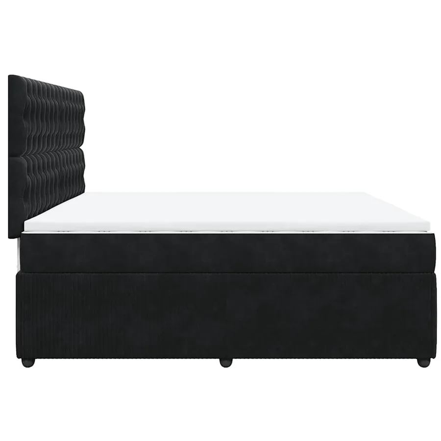 Sommier à lattes de lit et matelas Noir 200x200 cm Velours - 5