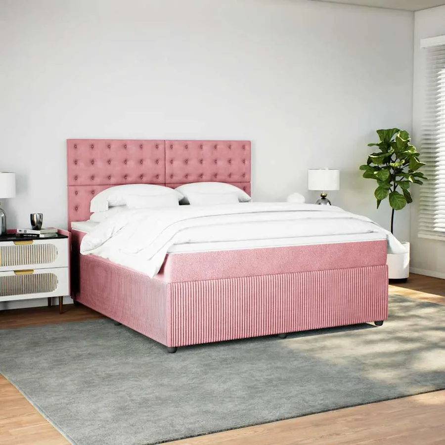 Sommier à lattes de lit avec matelas Rose 180x200 cm Velours - 5