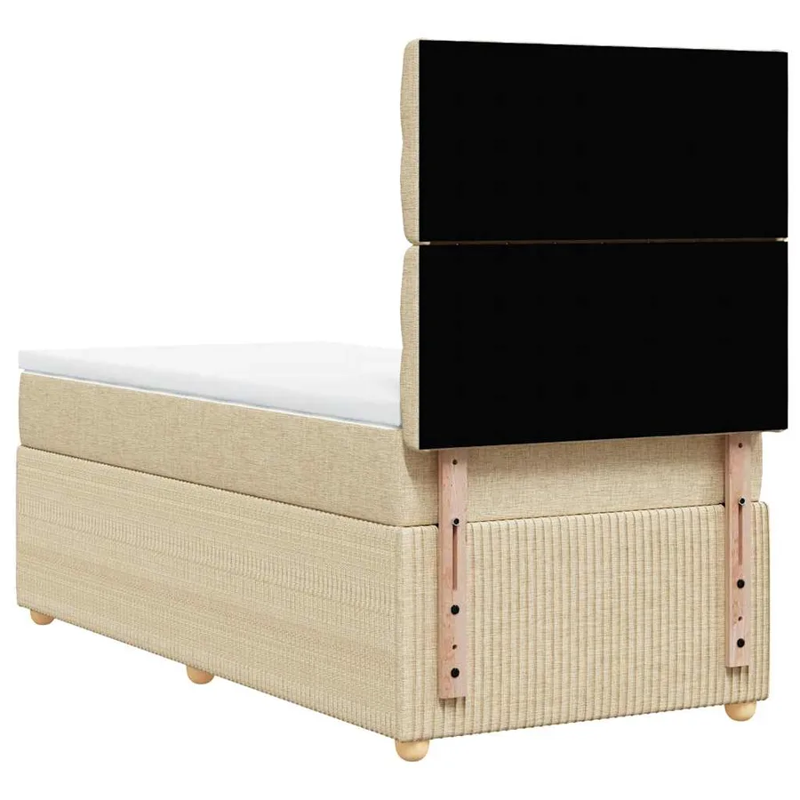 Sommier à lattes de lit et matelas Crème 90x190 cm Tissu - 6