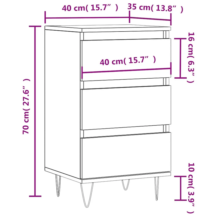 Buffet noir 40x35x70 cm bois d’ingénierie - 11