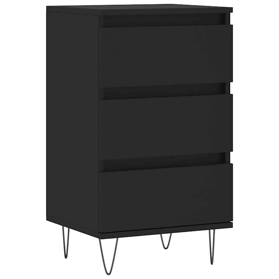 Buffet noir 40x35x70 cm bois d’ingénierie - 2
