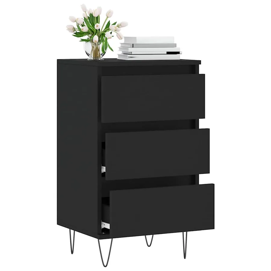 Buffet noir 40x35x70 cm bois d’ingénierie - 3