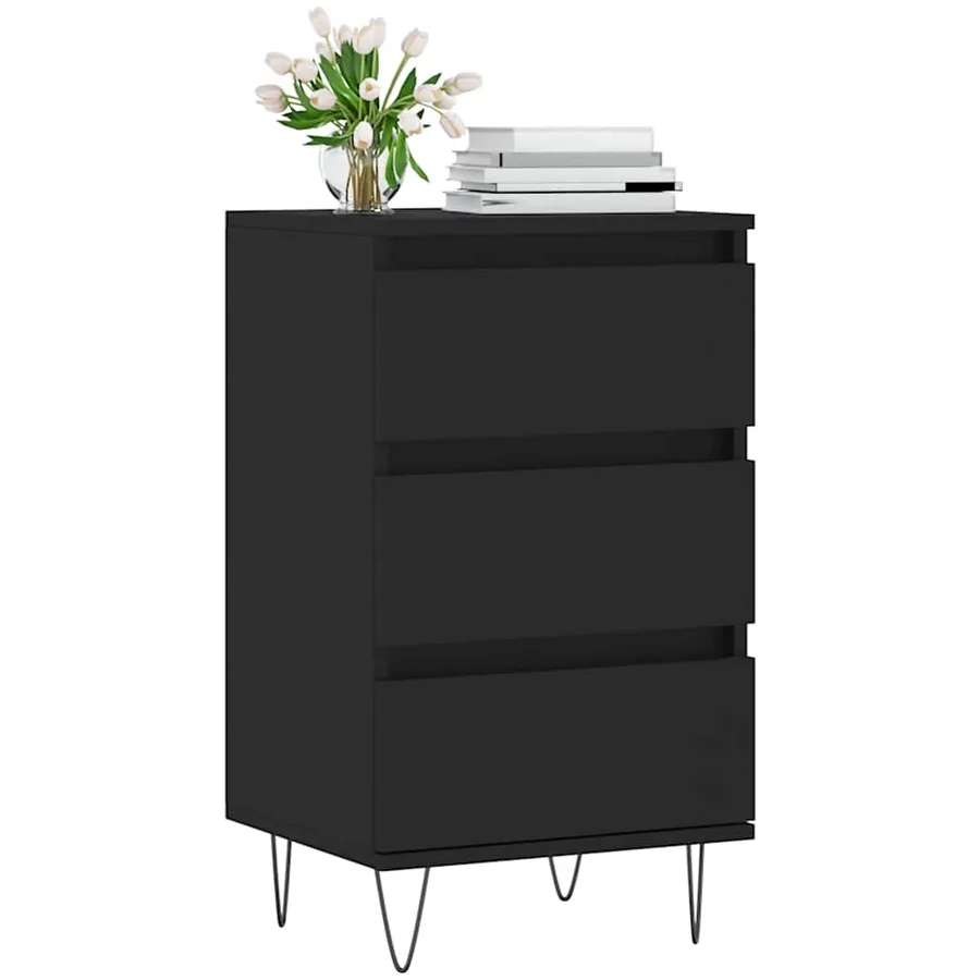 Buffet noir 40x35x70 cm bois d’ingénierie - 4
