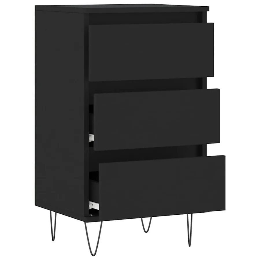 Buffet noir 40x35x70 cm bois d’ingénierie - 6